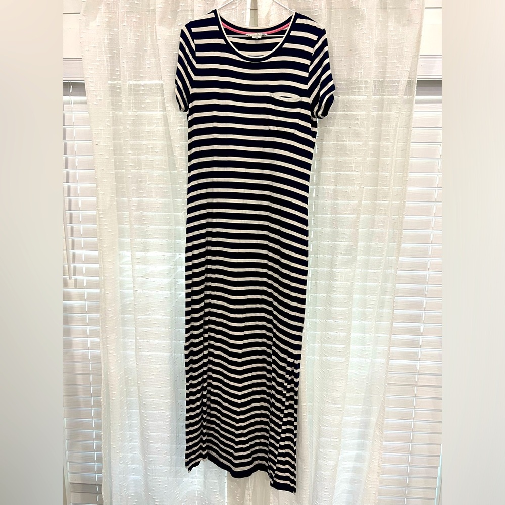 Boden Maxi Dress, Navy/White Stripe, Size 12L